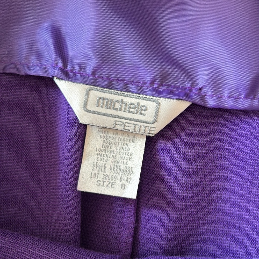 Michele Petite Jumper Deep V-Neck Purple Mini Dress Mod Vintage Size 8 - Picture 14 of 15